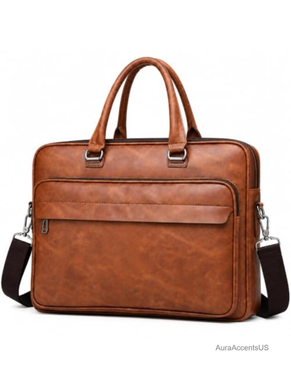 Vintage Leather Laptop Briefcase 15.6 Inch Messenger Bag Crossbody Satchel